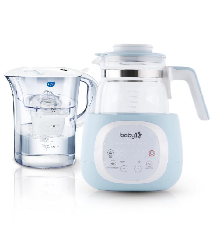 מארז מיוחד קומקום זכוכית לתינוק דגם KN899 כחול + קנקן לטיהור מים